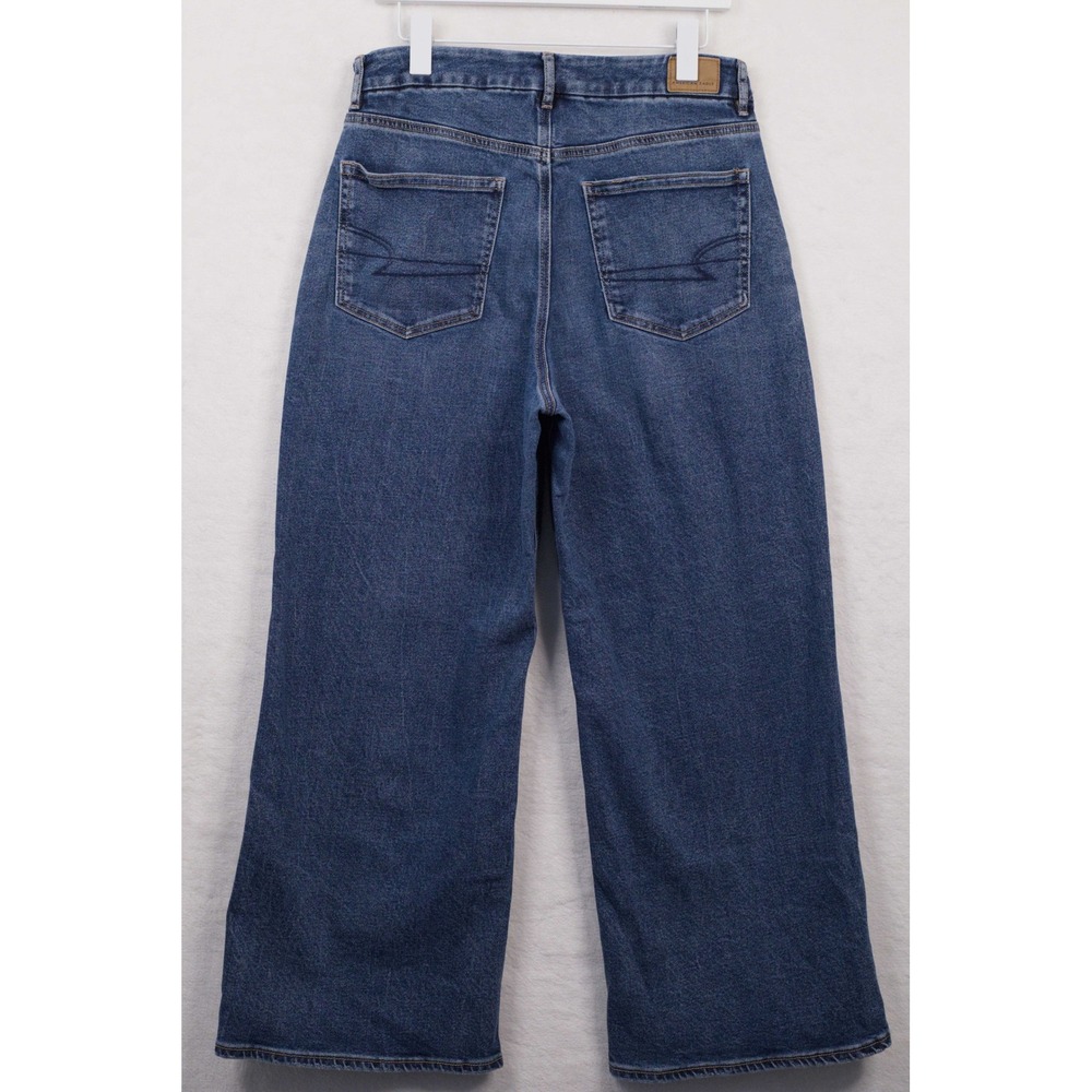 AMERICAN EAGLE Curvy Super High-Rise Baggy Wide Leg Jeans Medium Wash 12 Short - Picture 7 of 10